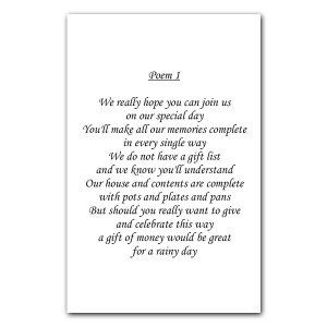 Wedding Poem Cards