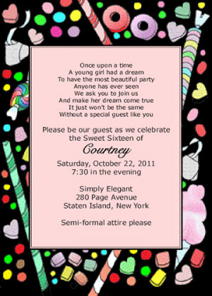... about 25 Personalized Sweet 16 Party Invitations - Candy - SW16-32