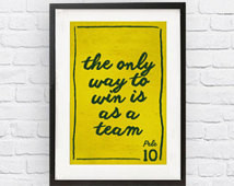 Inspirational Te am Quote Poster Print | Soccer Memorabilia | Wall Art ...