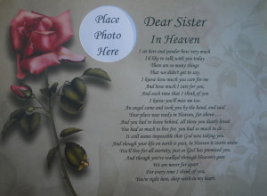 Dear Sister In Heaven Memorial Poem Gift For and 50 similar items ...