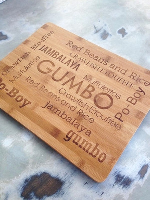 ... cutting board with NOLA sayings. Size is 15 3/4 inches by 12 inches