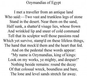 Ozymandias by Percy Bysshe Shelley http://www.annabelchaffer.com ...