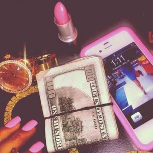 chain, i phone, lipstick, money, nailes, pink, watch, a girls best ...