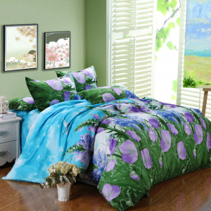 3D bedclothes bedding sets king size 4pcs turquoise bedding sets