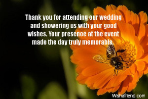 For Attending Our Wedding And Showering Your Good Wishes