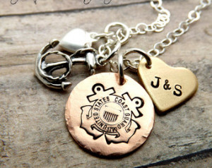 Coast Guard necklace-personalized n ecklace-coastie-USCG-heart-anchor ...