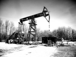 work derricks on a drilling rig in North Dakota.