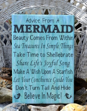 Beach Sign Decor Advice From A Mermaid Nautical Wood Plaque Quotes