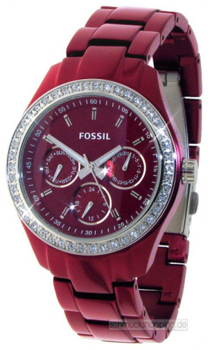 Fossil Uhr Stella Aluminium Es2950 Rot Uhren Damenuhren Neu Schmuck ...