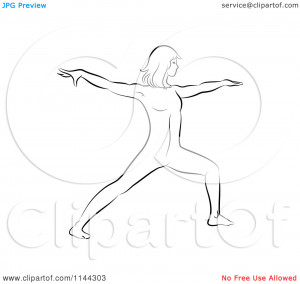 Clipart-Of-A-Black-And-White-Line-Drawing-Of-A-Woman-Doing-Yoga-7 ...