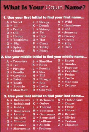 what s your cajun name just call me sweet pirogue guidry what s yours ...