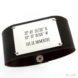 Wide Leather Bracelet with Inspirational Quote / Mens Jewelry / Gift