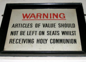 Funny Signs Communion Warning
