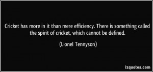 Cricket has more in it than mere efficiency. There is something called ...