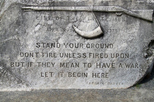 Rock on Lexington Green quotes Minute Man Captain Parker, 