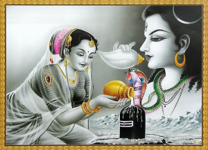 帕尔瓦蒂（雪山女神，左边）对湿婆大神的生殖器 ...