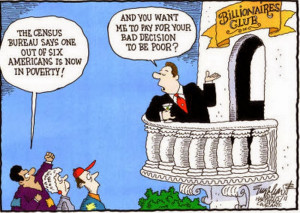 Rich respond to the poor (cartoon)