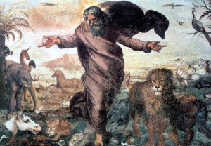 Here's a picture of God creating all the animals that live on earth ...