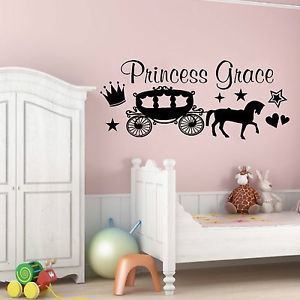 PRINCESS-HORSE-CARRIAGE-WALL-ART-STICKER-QUOTE-PERSONALISED-GIRLS ...