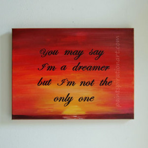 Song Lyrics Art Inspirational Quotes on Canvas - John Lennon Imagine ...
