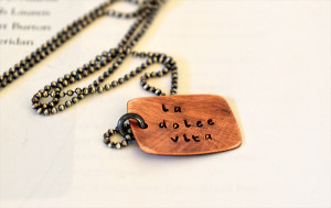 La Dolce Vita Necklace Hand Stamped Italian Quote The Sweet Life ...
