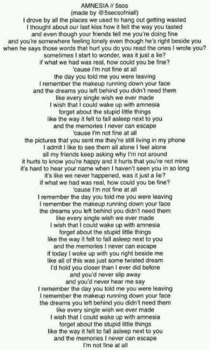 Amnesia lyrics ~ 5 Seconds of Summer (5sos) I love this song already!