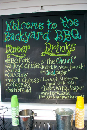 Chalkboard menu display: Backyard Bbq Receptions Food, Bbq Chalkboards ...