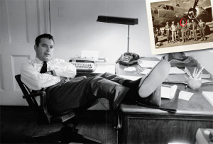Joseph Heller in his New York City office, 1965. Inset, Heller ...