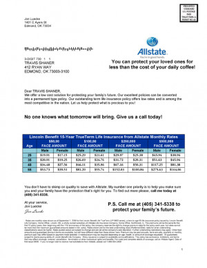 Allstate Life Insurance Letter