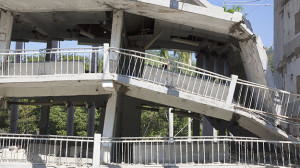 Earthquakes happen suddenly and destroy buildings quickly