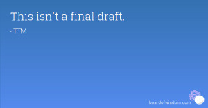 This isn't a final draft.
