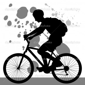 Teenager Riding Bicycle - Stock Illustration