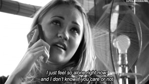cyber bully #emily osment #crying #gif #black and white #alone