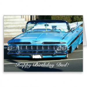 Happy Birthday Dad Classic Blue Car Greeting Card