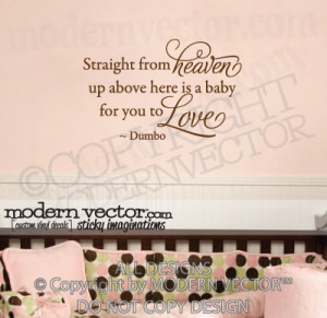 Details about Disney Dumbo Quote Vinyl Wall Decal Nursery HEAVEN BABY
