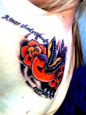 Swallow and Rose Quote tattoo by Shanny6907