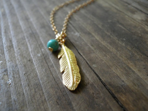 Blue Feather Gold Delicate