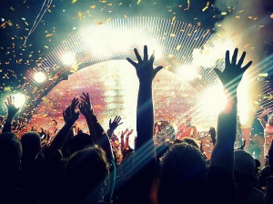 band, concert, confetti, festival, hands, lights, music, photography