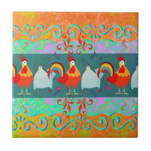 Funny Rooster Hen Funky Chicken Farm Animal Gifts Tiles