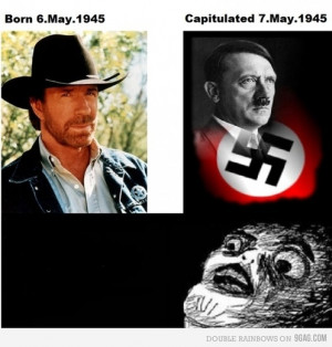 Chuck Norris.. he was actually born march 10, 1940 and hitler died ...