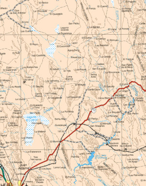 The map also shows the towns (pueblos) of Ojos de San Antonio, La ...