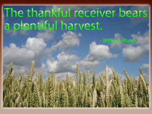 ... The Thankful Receiver Bears A Plentiful Harvest ” - William Blake