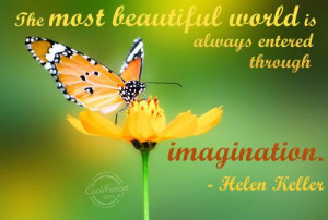 Imagination Quote: The most beautiful world is always entered ...
