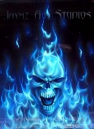 Blue Flaming Skulls Image