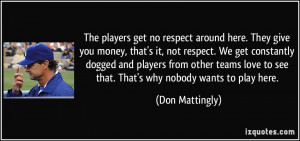 The players get no respect around here. They give you money, that's it ...