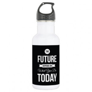 Inspirational Quote The Future Black 18oz Water Bottle