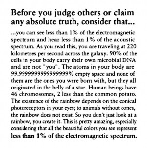 Before you judge other or claim any absolute truth