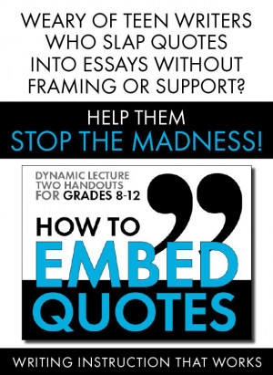... highschoolEnglish: Emb Quote, Embed Quote, Quote Materials, Slap Quote