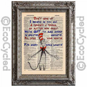 Dr. Seuss Vintage Upcycled Book Page Dictionary Art Prints