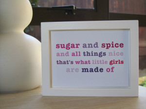 Sugar & Spice Nursery Rhyme Quote Pink - Baby Girls Room Wall Art ...
